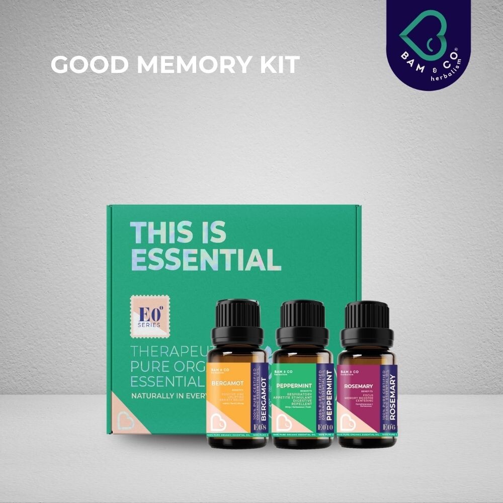 BAM & CO Good Memory Kit Organic Essential Oil – 3 Types of Oil 5ml / 10ml